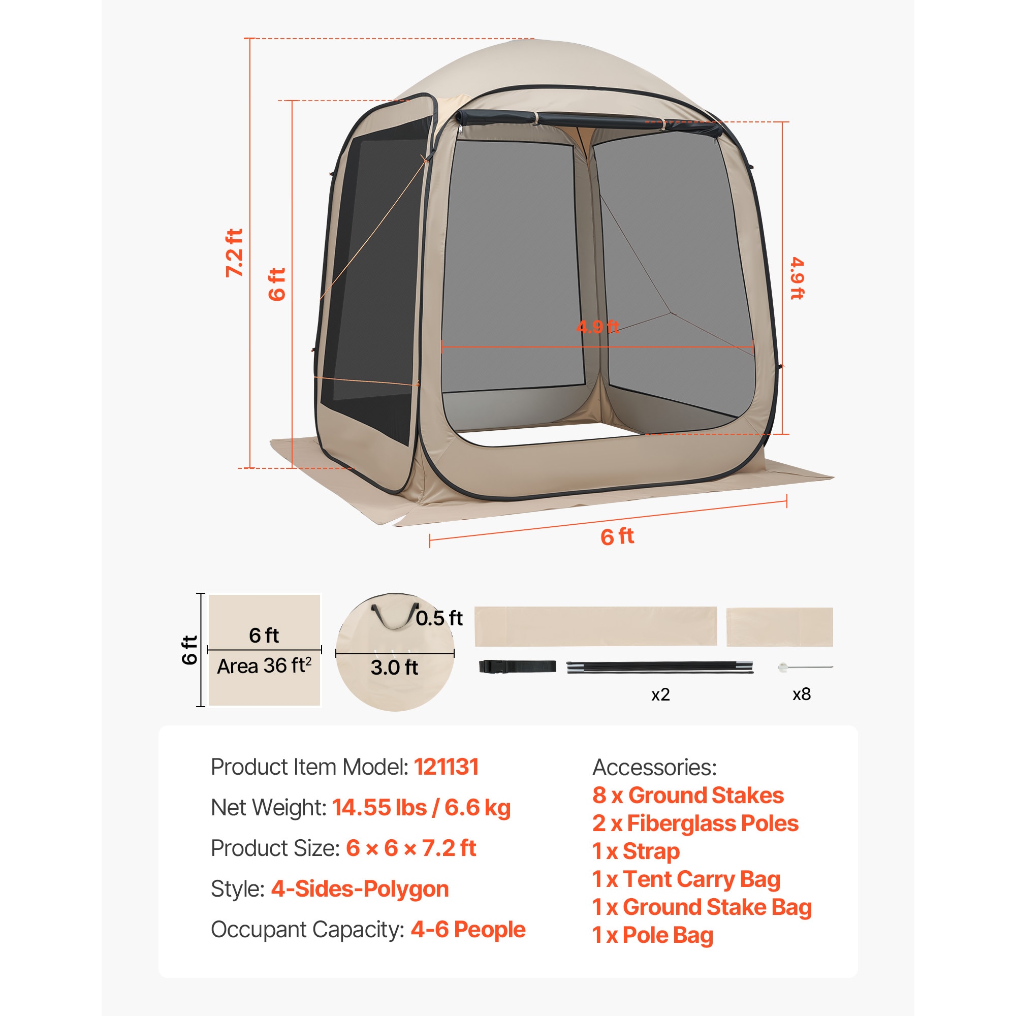 Pop-up Screen House Tent For Garden And Backyard Outdoor Activities_voghion.com